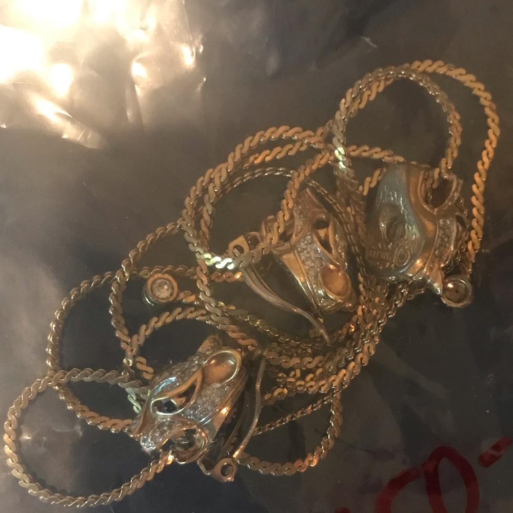 ISO panetta cat set panther necklace gold and clip on earrings clipon